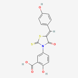 molecular formula C17H11NO5S2 B2387715 2-hydroxy-5-[(5Z)-5-[(4-hydroxyphenyl)methylidene]-4-oxo-2-sulfanylidene-1,3-thiazolidin-3-yl]benzoic acid CAS No. 872696-25-8