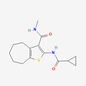 molecular formula C15H20N2O2S B2387716 2-(cyclopropanecarbonylamino)-N-methyl-5,6,7,8-tetrahydro-4H-cyclohepta[b]thiophene-3-carboxamide CAS No. 893095-92-6