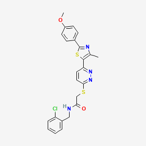 molecular formula C24H21ClN4O2S2 B2387721 N-(2-chlorobenzyl)-2-((6-(2-(4-methoxyphenyl)-4-methylthiazol-5-yl)pyridazin-3-yl)thio)acetamide CAS No. 954661-75-7