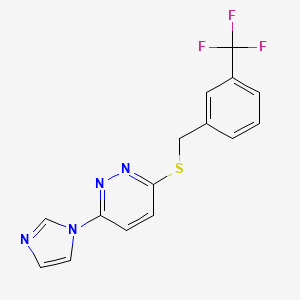 molecular formula C15H11F3N4S B2387722 3-(1H-imidazol-1-yl)-6-((3-(trifluoromethyl)benzyl)thio)pyridazine CAS No. 1334374-79-6
