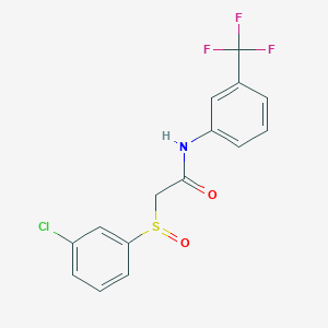 molecular formula C15H11ClF3NO2S B2387723 2-[(3-chlorophenyl)sulfinyl]-N-[3-(trifluoromethyl)phenyl]acetamide CAS No. 339097-88-0