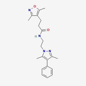 molecular formula C21H26N4O2 B2387727 N-(2-(3,5-dimethyl-4-phenyl-1H-pyrazol-1-yl)ethyl)-3-(3,5-dimethylisoxazol-4-yl)propanamide CAS No. 2034327-47-2