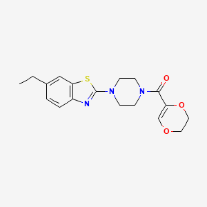 molecular formula C18H21N3O3S B2387730 5,6-Dihydro-1,4-dioxin-2-yl[4-(6-ethyl-1,3-benzothiazol-2-yl)piperazino]methanone CAS No. 897468-74-5