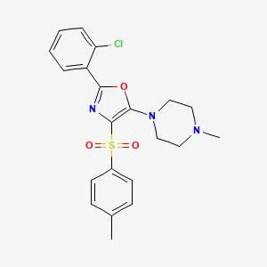 molecular formula C21H22ClN3O3S B2387732 1-{2-(2-Chlorophenyl)-4-[(4-methylphenyl)sulfonyl]-1,3-oxazol-5-yl}-4-methylpiperazine CAS No. 380190-49-8