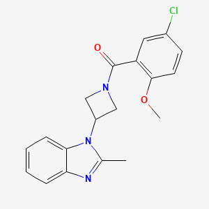molecular formula C19H18ClN3O2 B2387753 (5-Chloro-2-methoxyphenyl)-[3-(2-methylbenzimidazol-1-yl)azetidin-1-yl]methanone CAS No. 2380192-33-4