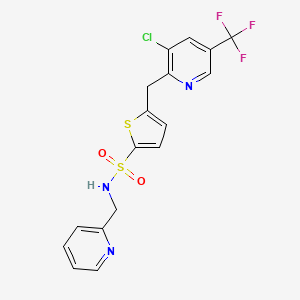 molecular formula C17H13ClF3N3O2S2 B2387762 5-{[3-chloro-5-(trifluoromethyl)-2-pyridinyl]methyl}-N-(2-pyridinylmethyl)-2-thiophenesulfonamide CAS No. 321430-91-5