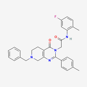 molecular formula C30H29FN4O2 B2387767 N-{1-[(1-cyclopentyl-5-oxopyrrolidin-3-yl)carbonyl]piperidin-4-yl}-4-methylbenzenesulfonamide CAS No. 1189873-56-0