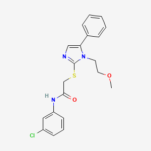 molecular formula C20H20ClN3O2S B2387770 N-(3-氯苯基)-2-((1-(2-甲氧基乙基)-5-苯基-1H-咪唑-2-基)硫代)乙酰胺 CAS No. 1206992-60-0
