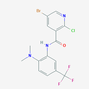 molecular formula C15H12BrClF3N3O B2387771 5-bromo-2-chloro-N-[2-(dimethylamino)-5-(trifluoromethyl)phenyl]pyridine-3-carboxamide CAS No. 1241299-02-4