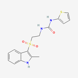 molecular formula C16H17N3O3S2 B2387780 1-(2-((2-methyl-1H-indol-3-yl)sulfonyl)ethyl)-3-(thiophen-2-yl)urea CAS No. 946350-58-9
