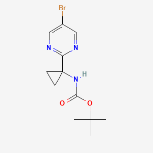 molecular formula C12H16BrN3O2 B2387797 叔丁基 N-[1-(5-溴嘧啶-2-基)环丙基]氨基甲酸酯 CAS No. 827628-33-1