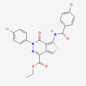 molecular formula C22H15BrClN3O4S B2387808 5-(4-溴苯甲酰氨基)-3-(4-氯苯基)-4-氧代-3,4-二氢噻吩并[3,4-d]哒嗪-1-羧酸乙酯 CAS No. 851950-47-5