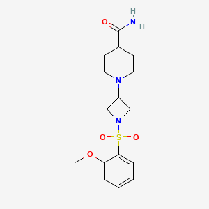 molecular formula C16H23N3O4S B2387814 1-(1-((2-Methoxyphenyl)sulfonyl)azetidin-3-yl)piperidine-4-carboxamide CAS No. 2034293-16-6