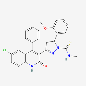 3-(6-chloro-2-oxo-4-phenyl-1,2-dihydroquinolin-3-yl)-5-(2-methoxyphenyl)-N-methyl-4,5-dihydro-1H-pyrazole-1-carbothioamide