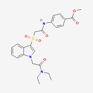 molecular formula C24H27N3O6S B2387824 methyl 4-(2-((1-(2-(diethylamino)-2-oxoethyl)-1H-indol-3-yl)sulfonyl)acetamido)benzoate CAS No. 878056-87-2