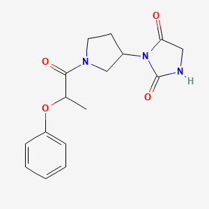 molecular formula C16H19N3O4 B2387838 3-(1-(2-苯氧基丙酰)吡咯烷-3-基)咪唑烷-2,4-二酮 CAS No. 2034490-28-1