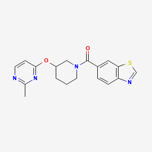 molecular formula C18H18N4O2S B2387844 Benzo[d]thiazol-6-yl(3-((2-methylpyrimidin-4-yl)oxy)piperidin-1-yl)methanone CAS No. 2034500-73-5