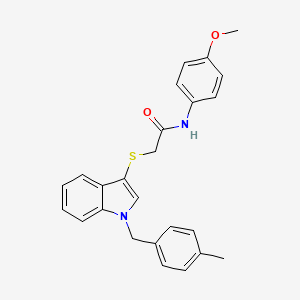 molecular formula C25H24N2O2S B2387855 N-(4-methoxyphenyl)-2-((1-(4-methylbenzyl)-1H-indol-3-yl)thio)acetamide CAS No. 681276-71-1