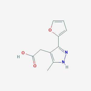 B2387856 2-(5-(furan-2-yl)-3-methyl-1H-pyrazol-4-yl)acetic acid CAS No. 1491132-37-6