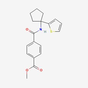 molecular formula C18H19NO3S B2387858 Methyl 4-((1-(thiophen-2-yl)cyclopentyl)carbamoyl)benzoate CAS No. 2034331-07-0
