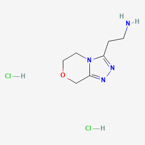 molecular formula C7H14Cl2N4O B2387872 2-(6,8-二氢-5H-[1,2,4]三唑并[3,4-c][1,4]恶嗪-3-基)乙胺；二盐酸盐 CAS No. 2580241-76-3
