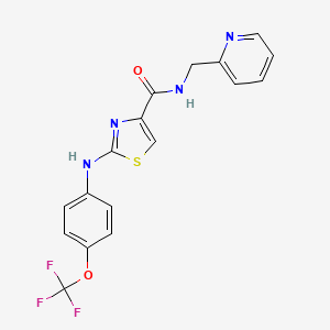 molecular formula C17H13F3N4O2S B2387881 N-(pyridin-2-ylmethyl)-2-((4-(trifluoromethoxy)phenyl)amino)thiazole-4-carboxamide CAS No. 955909-81-6