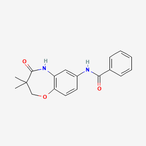 molecular formula C18H18N2O3 B2387882 N-(3,3-dimethyl-4-oxo-2,3,4,5-tetrahydrobenzo[b][1,4]oxazepin-7-yl)benzamide CAS No. 921817-43-8