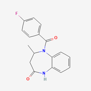 molecular formula C17H15FN2O2 B2387889 5-(4-フルオロベンゾイル)-4-メチル-3,4-ジヒドロ-1H-1,5-ベンゾジアゼピン-2-オン CAS No. 950306-51-1