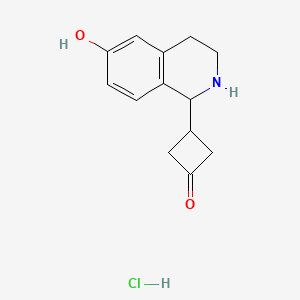 molecular formula C13H16ClNO2 B2387913 3-(6-羟基-1,2,3,4-四氢异喹啉-1-基)环丁-1-酮;盐酸盐 CAS No. 2402837-28-7