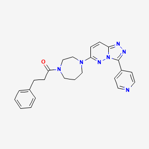 molecular formula C24H25N7O B2387918 3-Phenyl-1-[4-(3-pyridin-4-yl-[1,2,4]triazolo[4,3-b]pyridazin-6-yl)-1,4-diazepan-1-yl]propan-1-one CAS No. 2380180-46-9
