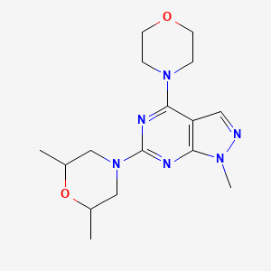 molecular formula C16H24N6O2 B2387920 2,6-dimethyl-4-(1-methyl-4-morpholino-1H-pyrazolo[3,4-d]pyrimidin-6-yl)morpholine CAS No. 897758-47-3