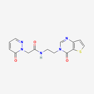 molecular formula C14H13N5O3S B2387928 2-(6-oxopyridazin-1(6H)-yl)-N-(2-(4-oxothieno[3,2-d]pyrimidin-3(4H)-yl)ethyl)acetamide CAS No. 2034263-32-4