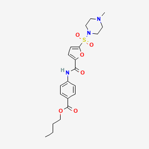 molecular formula C21H27N3O6S B2387935 Butyl 4-(5-((4-methylpiperazin-1-yl)sulfonyl)furan-2-carboxamido)benzoate CAS No. 1172507-51-5