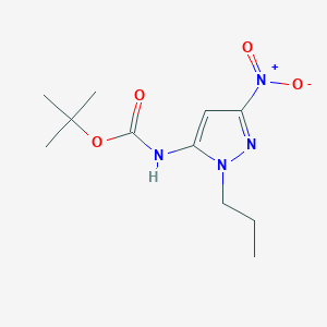 molecular formula C11H18N4O4 B2387939 Tert-butyl N-(5-nitro-2-propylpyrazol-3-yl)carbamate CAS No. 2226182-12-1