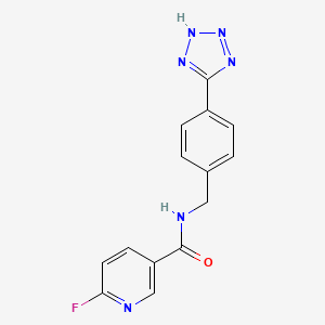 molecular formula C14H11FN6O B2387940 6-fluoro-N-{[4-(1H-1,2,3,4-tetrazol-5-yl)phenyl]methyl}pyridine-3-carboxamide CAS No. 1445211-30-2
