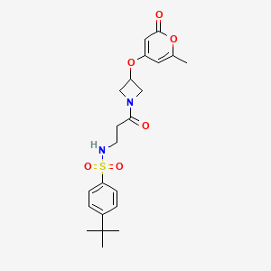 4-(tert-butyl)-N-(3-(3-((6-methyl-2-oxo-2H-pyran-4-yl)oxy)azetidin-1-yl)-3-oxopropyl)benzenesulfonamide