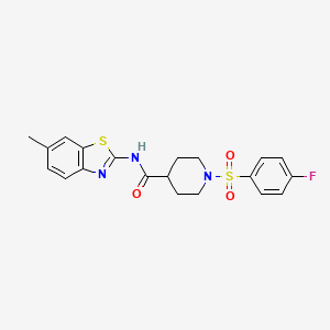 molecular formula C20H20FN3O3S2 B2387949 1-((4-fluorophenyl)sulfonyl)-N-(6-methylbenzo[d]thiazol-2-yl)piperidine-4-carboxamide CAS No. 941962-16-9