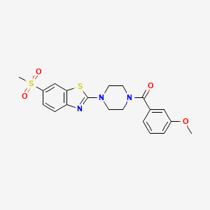 molecular formula C20H21N3O4S2 B2387952 (3-Methoxyphenyl)(4-(6-(methylsulfonyl)benzo[d]thiazol-2-yl)piperazin-1-yl)methanone CAS No. 941918-71-4