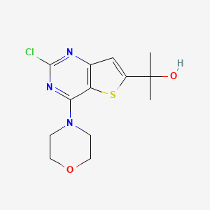 molecular formula C13H16ClN3O2S B2387964 2-(2-Chloro-4-morpholinothieno[3,2-d]pyrimidin-6-yl)propan-2-ol CAS No. 1033743-25-7