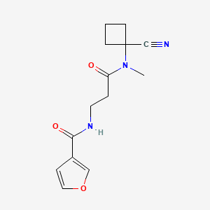 molecular formula C14H17N3O3 B2387971 N-(1-cyanocyclobutyl)-3-[(furan-3-yl)formamido]-N-methylpropanamide CAS No. 1258757-45-7