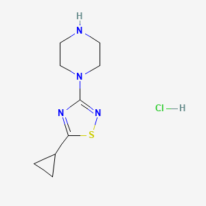 molecular formula C9H15ClN4S B2387979 5-Cyclopropyl-3-piperazin-1-yl-1,2,4-thiadiazole;hydrochloride CAS No. 2287285-95-2