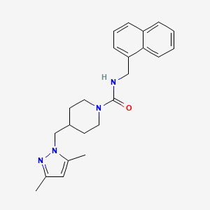 molecular formula C23H28N4O B2388006 4-((3,5-dimethyl-1H-pyrazol-1-yl)methyl)-N-(naphthalen-1-ylmethyl)piperidine-1-carboxamide CAS No. 1396761-62-8
