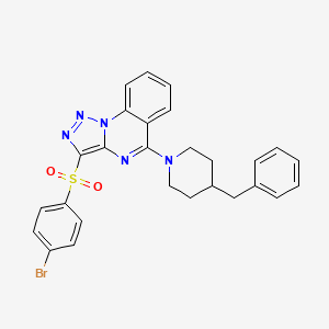 molecular formula C27H24BrN5O2S B2388007 5-(4-Benzylpiperidin-1-yl)-3-[(4-bromophenyl)sulfonyl][1,2,3]triazolo[1,5-a]quinazoline CAS No. 899348-65-3