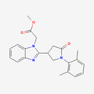 molecular formula C22H23N3O3 B2388013 methyl {2-[1-(2,6-dimethylphenyl)-5-oxopyrrolidin-3-yl]-1H-benzimidazol-1-yl}acetate CAS No. 915188-54-4
