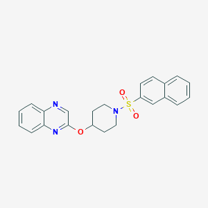 molecular formula C23H21N3O3S B2388026 2-((1-(Naphthalen-2-ylsulfonyl)piperidin-4-yl)oxy)quinoxaline CAS No. 1705904-22-8