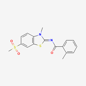 molecular formula C17H16N2O3S2 B2388027 (Z)-2-メチル-N-(3-メチル-6-(メチルスルホニル)ベンゾ[d]チアゾール-2(3H)-イリデン)ベンズアミド CAS No. 683237-40-3