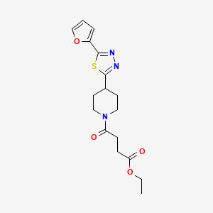molecular formula C17H21N3O4S B2388036 Ethyl 4-(4-(5-(furan-2-yl)-1,3,4-thiadiazol-2-yl)piperidin-1-yl)-4-oxobutanoate CAS No. 1105208-27-2
