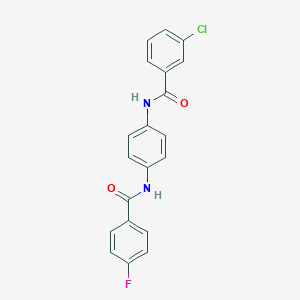 molecular formula C20H14ClFN2O2 B238804 3-chloro-N-{4-[(4-fluorobenzoyl)amino]phenyl}benzamide 