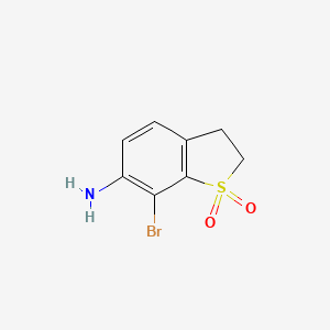 molecular formula C8H8BrNO2S B2388041 6-Amino-7-bromo-2,3-dihydro-1lambda6-benzothiophene-1,1-dione CAS No. 2090266-19-4