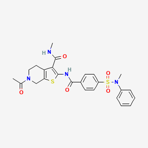 molecular formula C25H26N4O5S2 B2388042 6-乙酰基-N-甲基-2-(4-(N-甲基-N-苯基磺酰胺)苯甲酰胺)-4,5,6,7-四氢噻吩并[2,3-c]吡啶-3-甲酰胺 CAS No. 534554-47-7